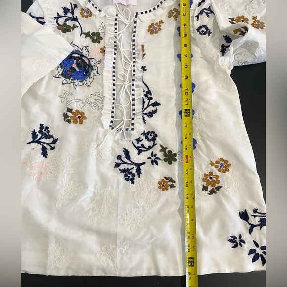 Elliette New Silk Penny Floral Embroidered Beaded Blouse French Designer - Picture 12 of 14